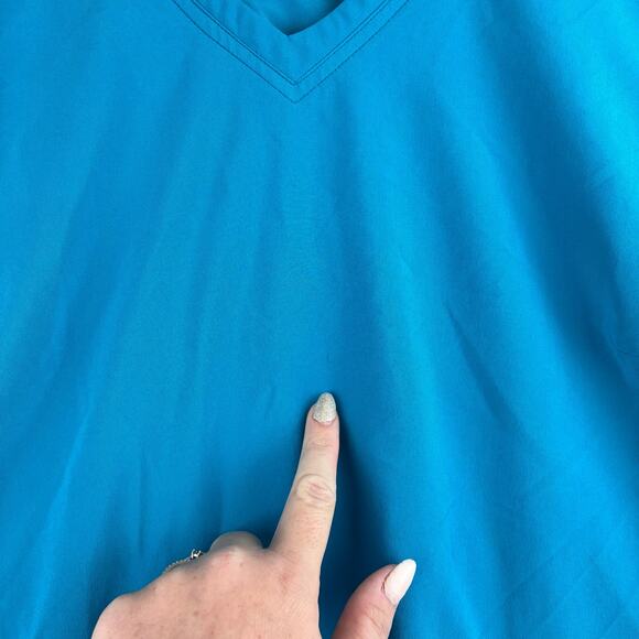 Urbane Performance Scrub Top Women's XL Teal Blue V Neck Medical Uniform Nurse - Picture 8 of 11